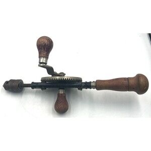 Stanley No 624A Hand Drill Eggbeater Vintage 40s Jacobs Chuck Wood Handle USA